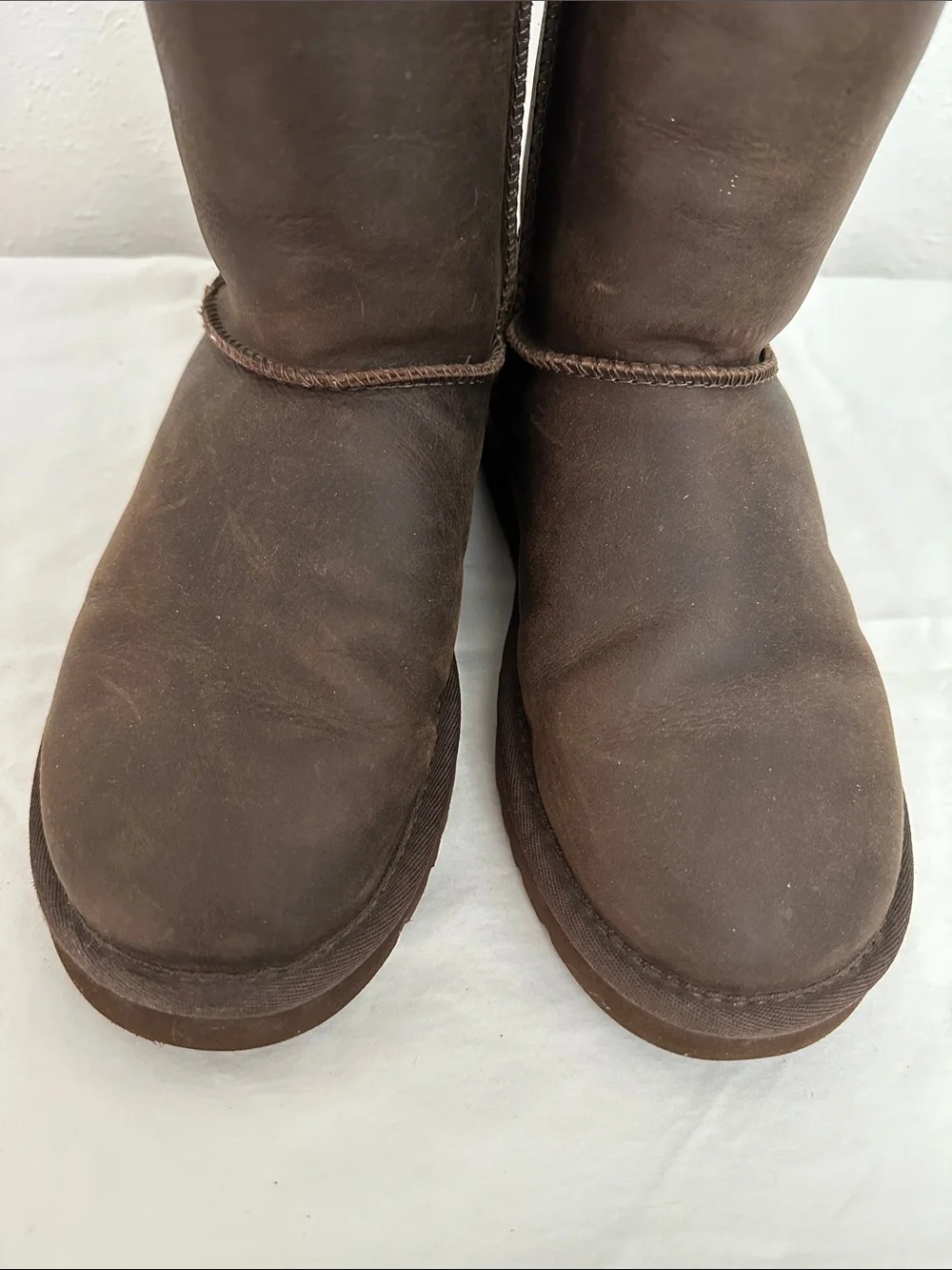 UGG Burnished Leather Shearling Short Boots